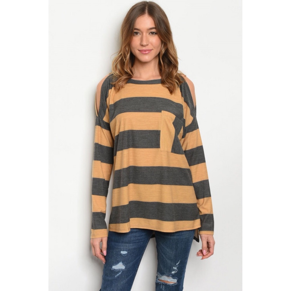 Mustard and Charcoal Long Sleeve Top